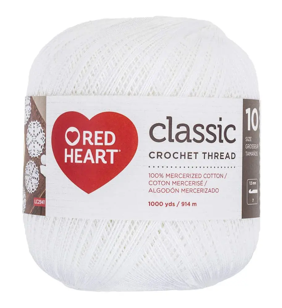 Red Heart Classic Crochet Thread White Size 10 | 914m (1000yd) Mercerized Cotton - main product image