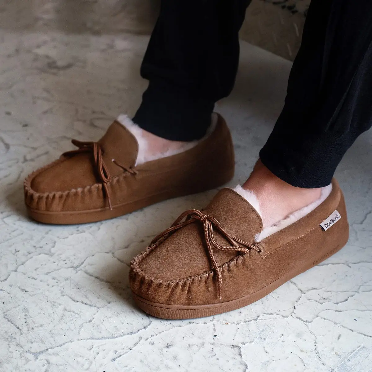 BEARPAW Moc II Slipper, Hickory, Size 9 | Classic moccasin for indoor comfort - view 2