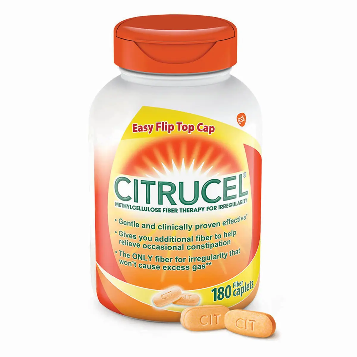 CITRUCEL Fiber Therapy Caplets for Irregularity, Easy to Swallow, 180 Count | Supports Regularity & Soft Stool - main product image