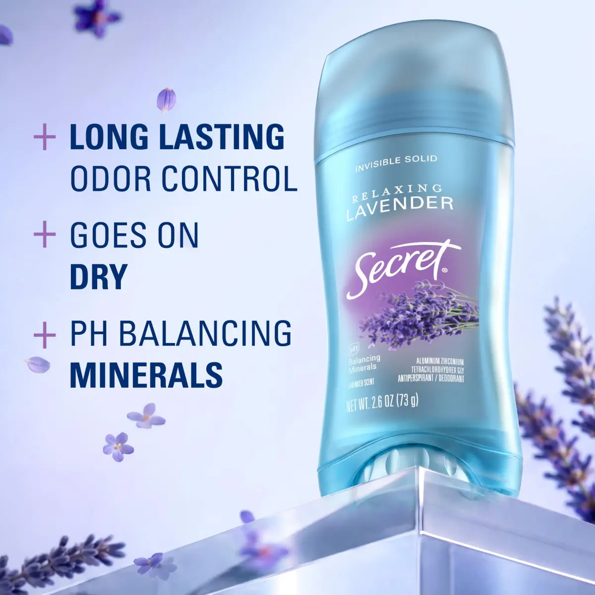 Secret Invisible Solid Antiperspirant Deodorant for Women, Lavender Scent, 2.6 oz - view 2