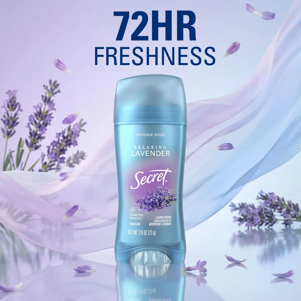 Secret Invisible Solid Antiperspirant Deodorant for Women, Lavender Scent, 2.6 oz - view 3