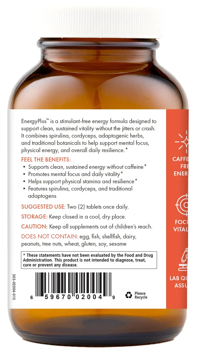 PURE ESSENCE LABS Energy Plus 120 Tablets | Caffeine-Free Herbal Energy & Focus Supplement - view 3