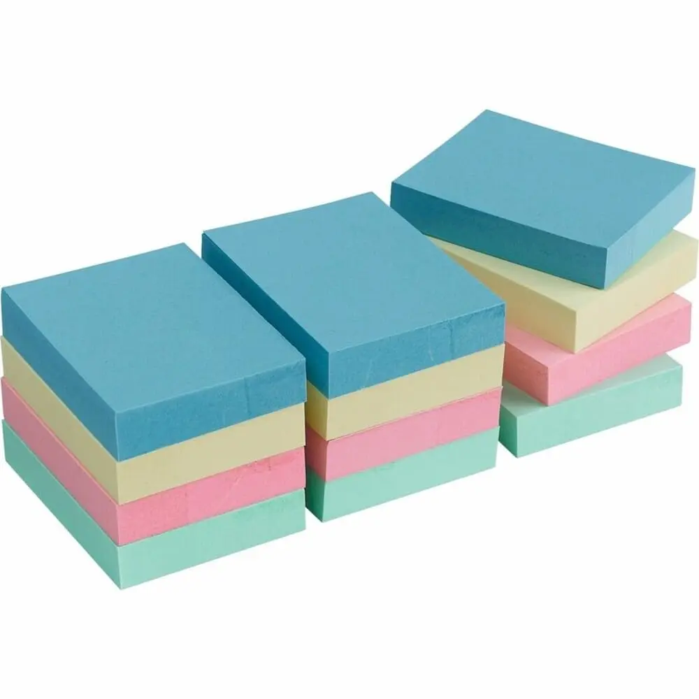 Business Source Premium Adhesive Notes 1.875 x 1.375 in | Repositionable, Pastel, Pack of 12 - main product image