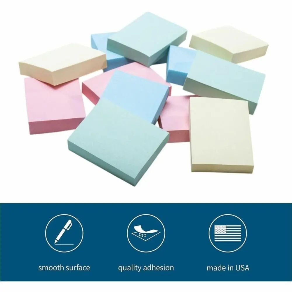 Business Source Premium Adhesive Notes 1.875 x 1.375 in | Repositionable, Pastel, Pack of 12 - view 2