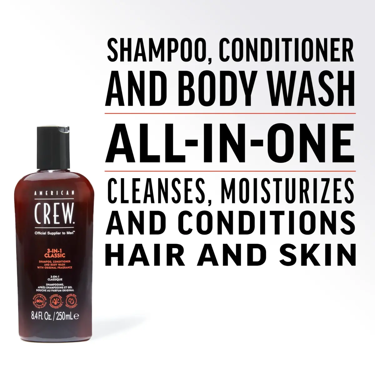 American Crew 3-in-1 Shampoo, Conditioner & Body Wash 450ml (15.2 fl oz) | Classic Scent for Men - view 2