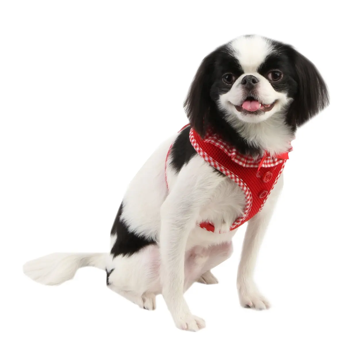Puppia Vivien Harness Red Medium | Breathable Checkered Dog Vest Harness - view 4