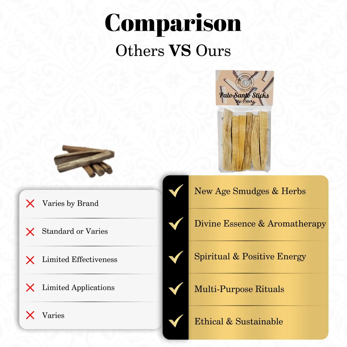 New Age Smudges & Herbs Sacred Palo Santo Wood Incense Sticks | 6 Premium Holy Wood for Cleansing & Meditation - view 7
