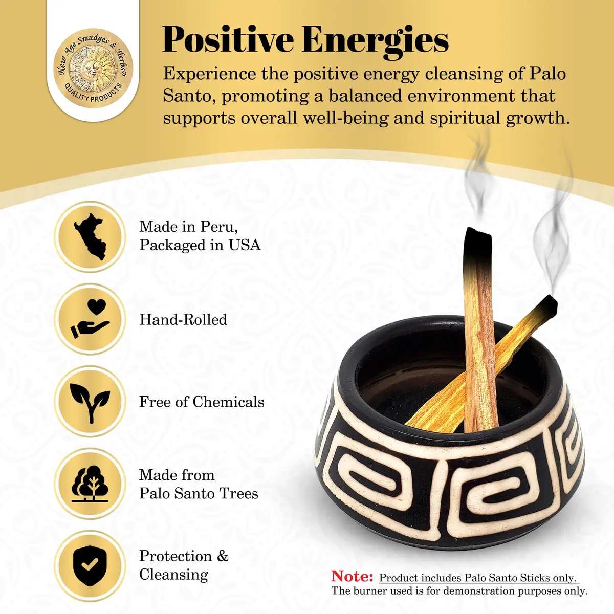 New Age Smudges & Herbs Sacred Palo Santo Wood Incense Sticks | 6 Premium Holy Wood for Cleansing & Meditation - view 3