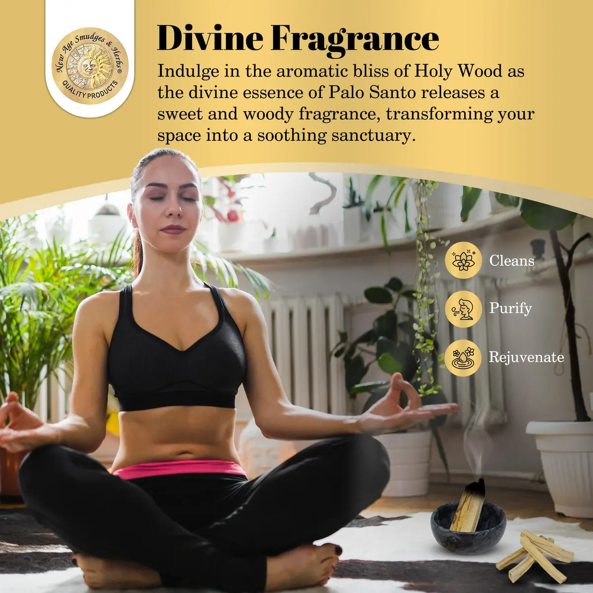 New Age Smudges & Herbs Sacred Palo Santo Wood Incense Sticks | 6 Premium Holy Wood for Cleansing & Meditation - view 4