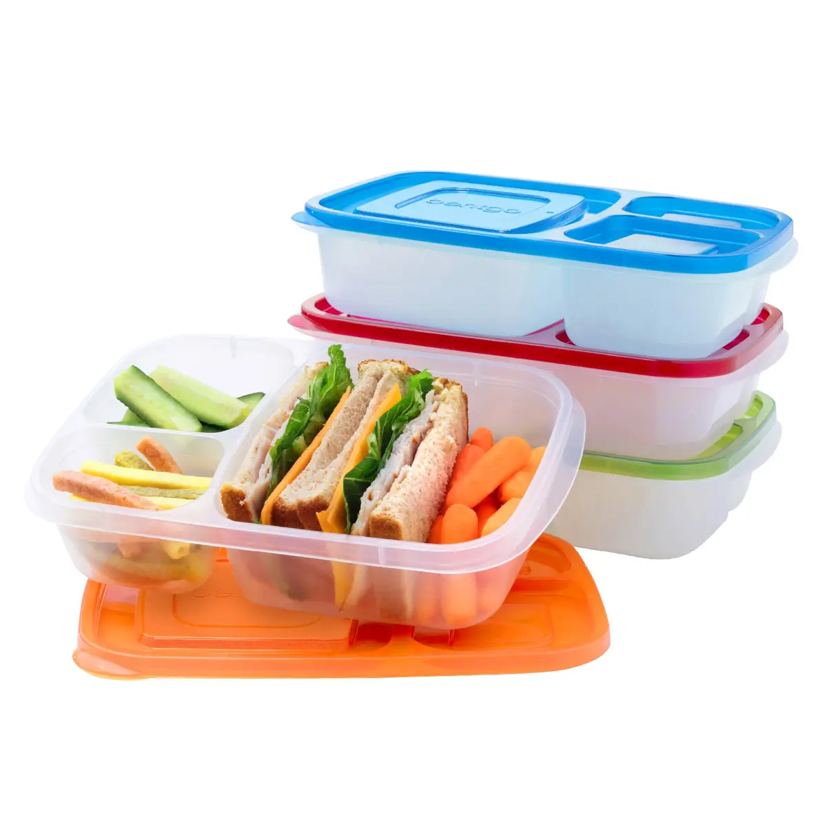 Bentgo Easyboxes - Stackable 3-Compartment Lunch Boxes 5 cups | Reusable BPA-Free Containers for Kids & Adults - main product image