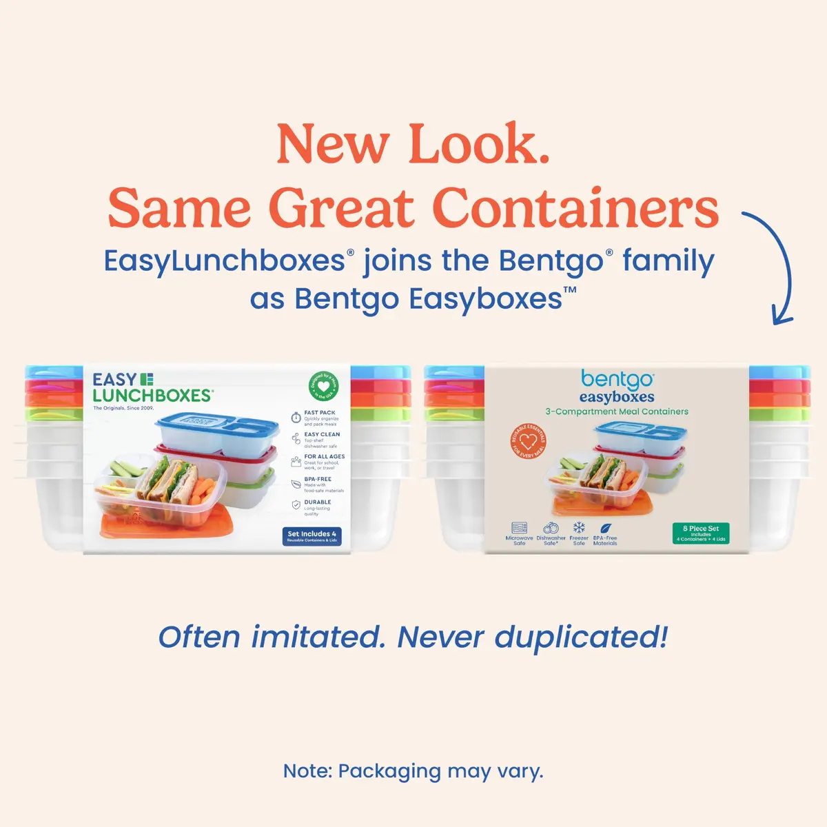 Bentgo Easyboxes - Stackable 3-Compartment Lunch Boxes 5 cups | Reusable BPA-Free Containers for Kids & Adults - view 5