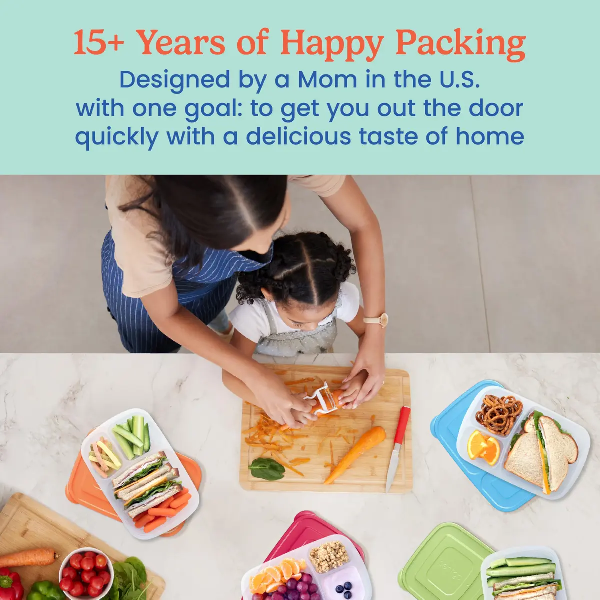 Bentgo Easyboxes - Stackable 3-Compartment Lunch Boxes 5 cups | Reusable BPA-Free Containers for Kids & Adults - view 4
