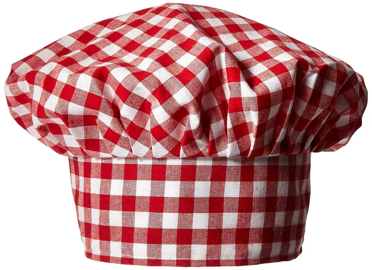 Beistle Red Gingham Fabric Chef's Hat (1 count) | Classic Checkered Pattern for Parties - main product image