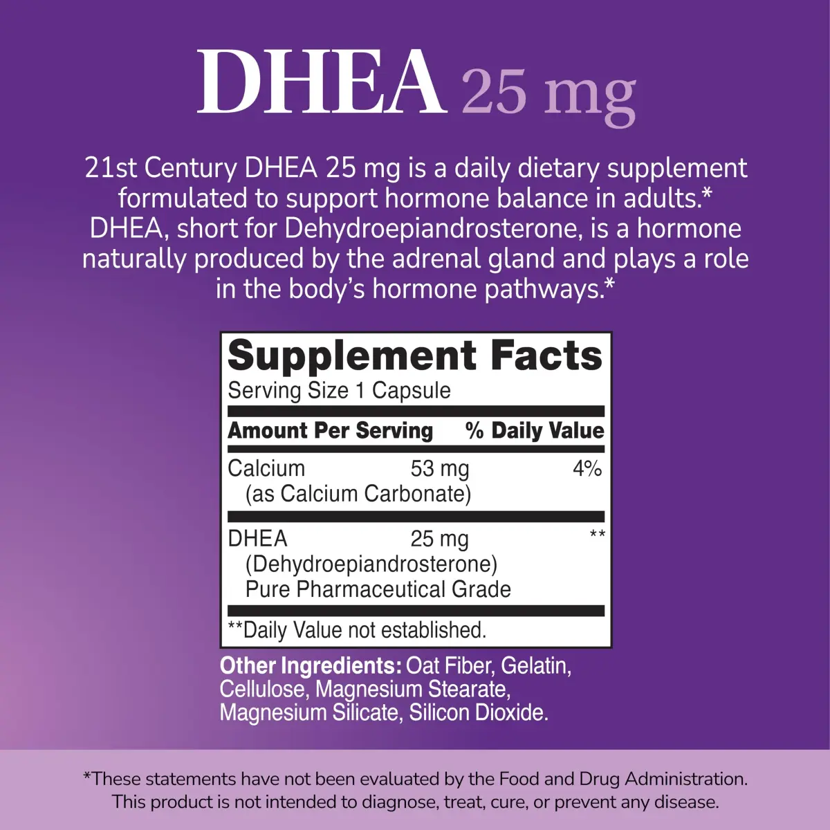 21st Century DHEA 25 mg Capsules 90 Count | Supports Natural Hormone Balance - view 2