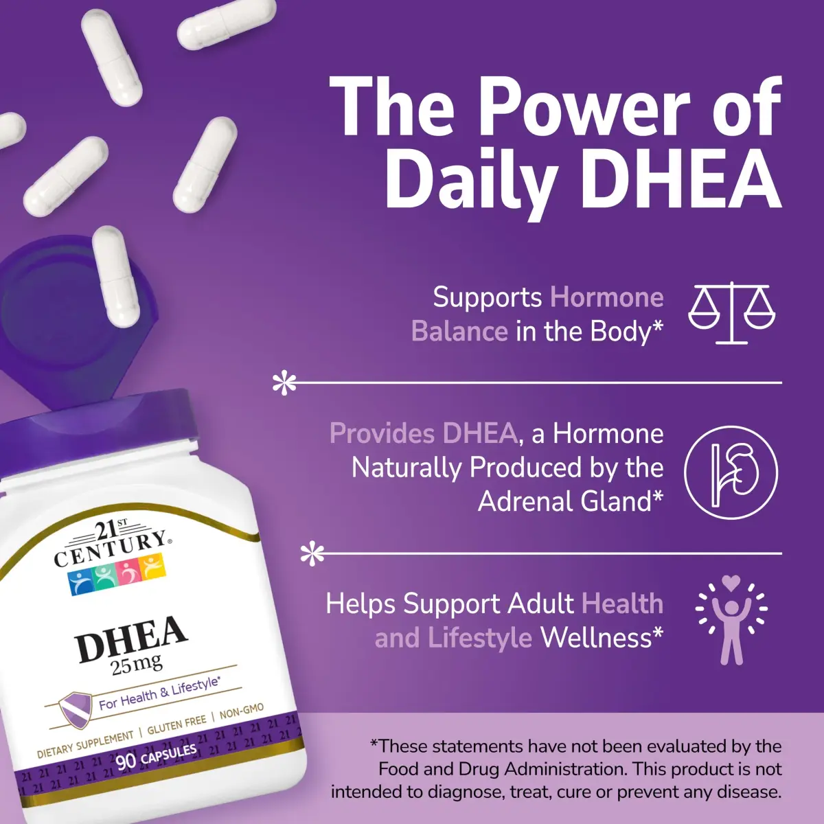21st Century DHEA 25 mg Capsules 90 Count | Supports Natural Hormone Balance - view 3