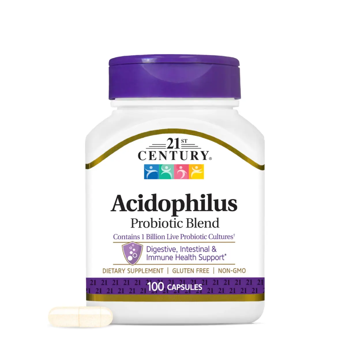 21st Century Acidophilus Probiotic Supplement Capsules 100 Count | Supports Digestive Health & Immune System - main product image