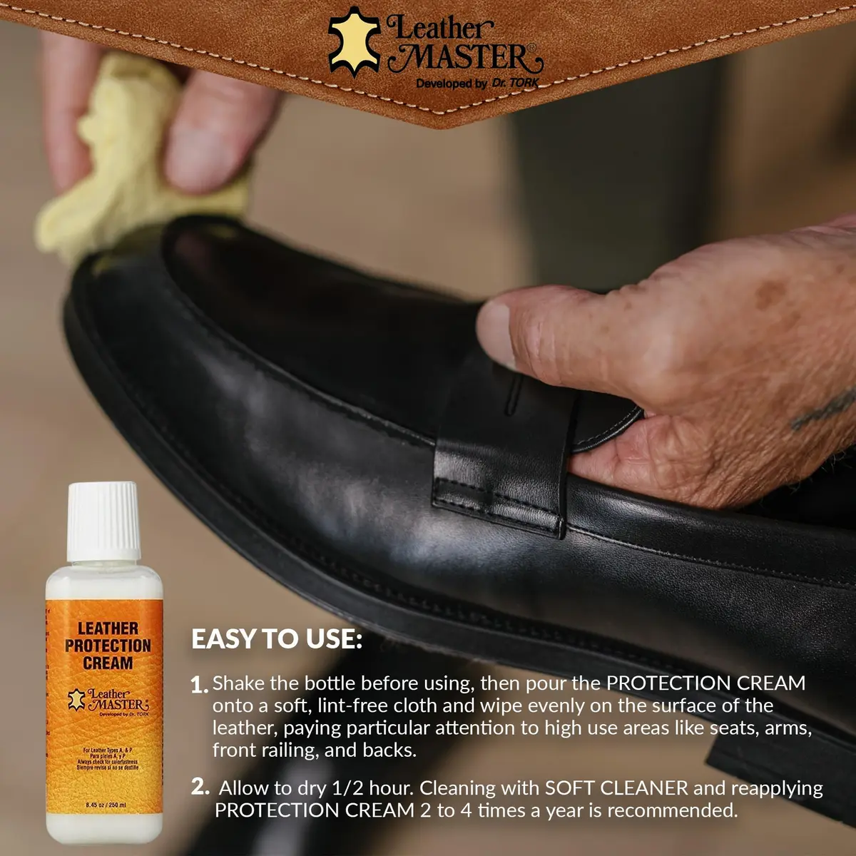 Leather Master Leather Protection Cream 250ml | Water-Based Leather Conditioner & Water Repellent - view 5