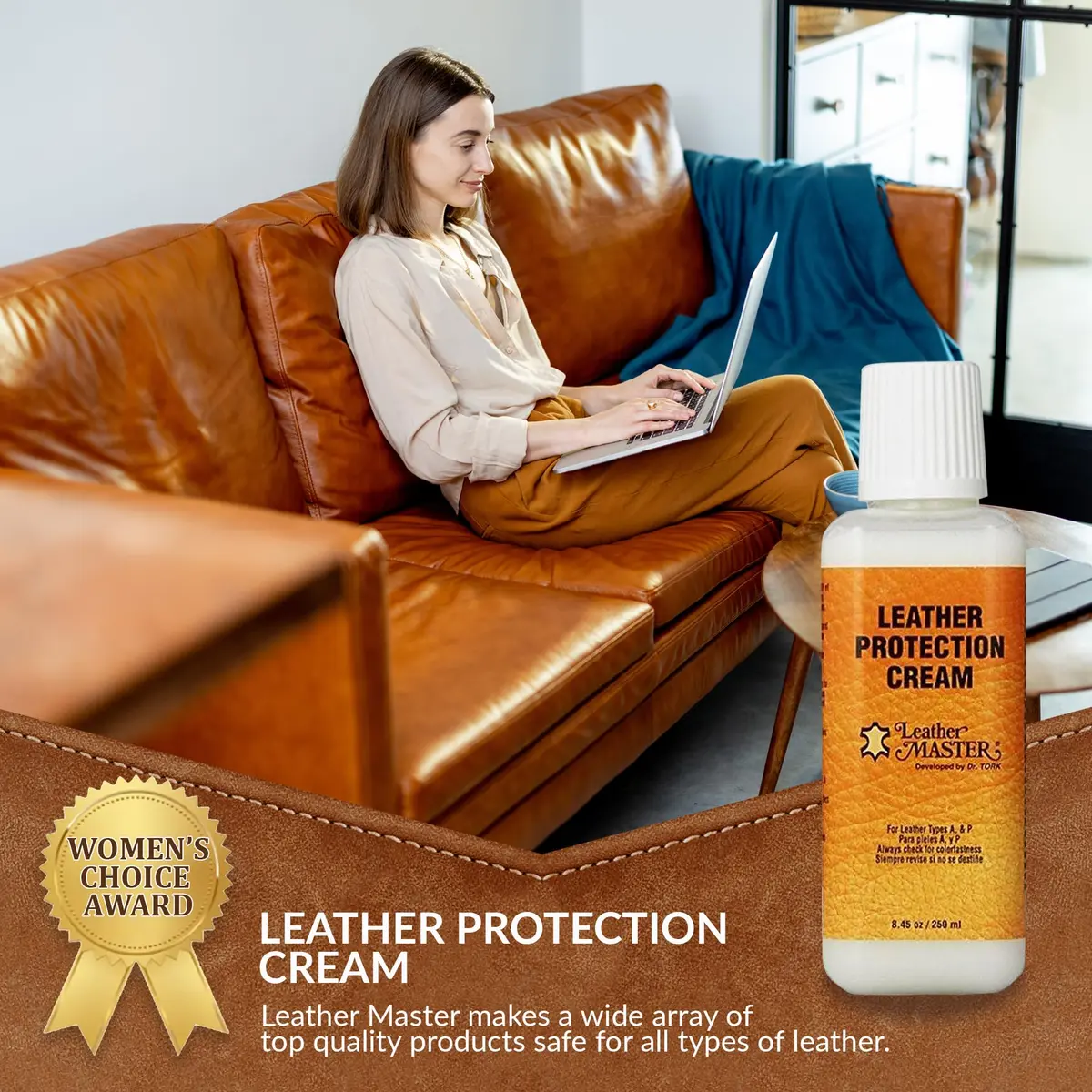 Leather Master Leather Protection Cream 250ml | Water-Based Leather Conditioner & Water Repellent - view 4