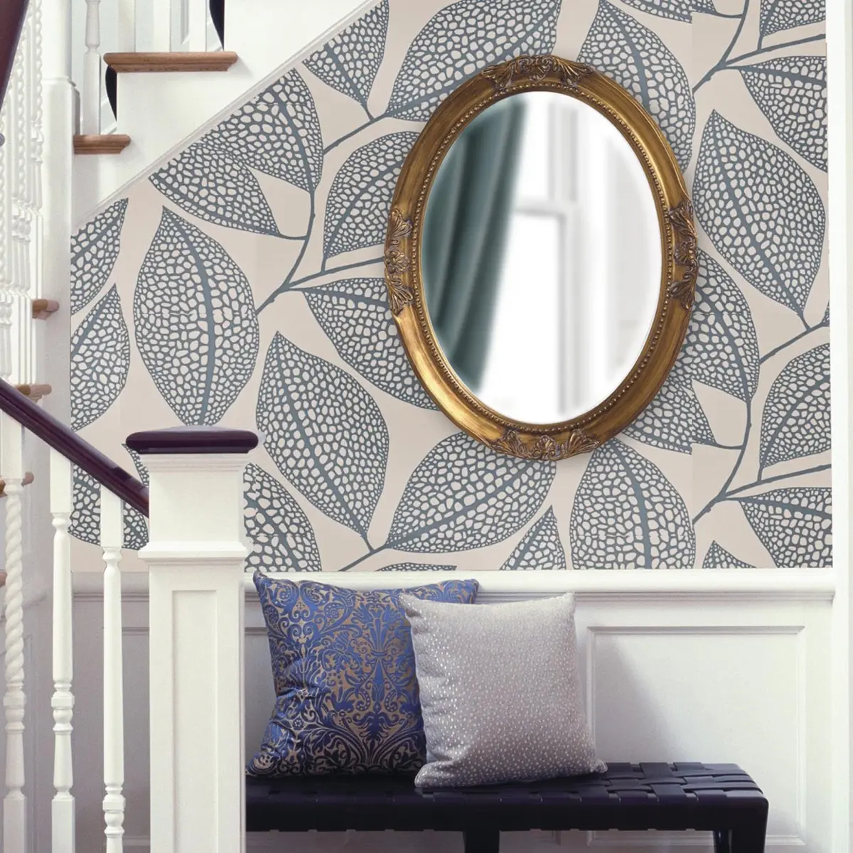 Howard Elliott Collection Queen Ann Oval Antique Gold Leaf Wall Mirror | Beveled, Vintage Style, 25 x 33 Inch - view 6