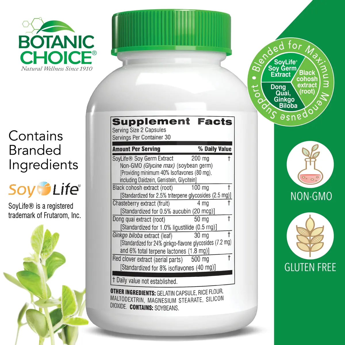 Botanic Choice Menopause Hot Flash Relief Supplement | Herbal Balance for Women, Gluten Free, 60 Capsules - view 2