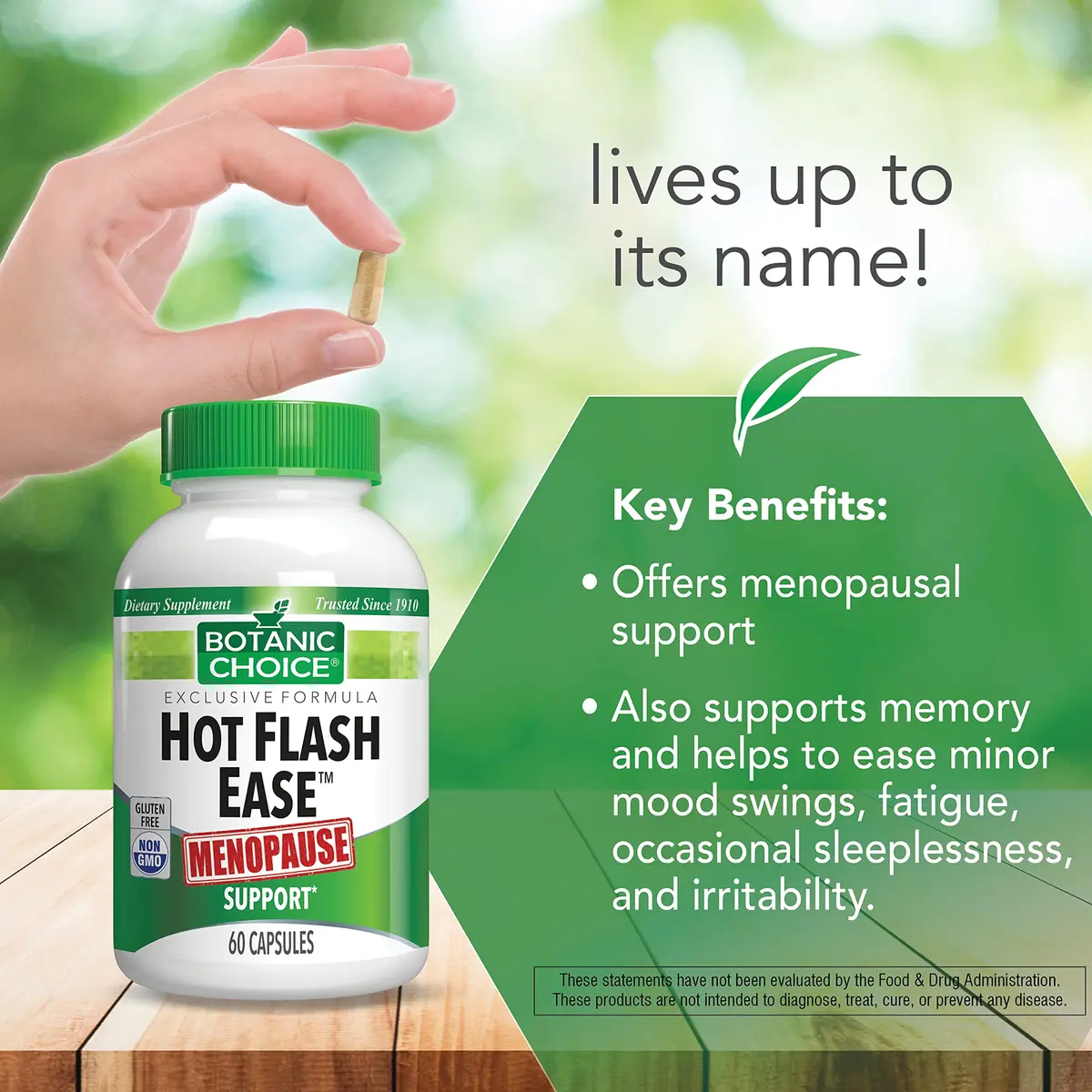 Botanic Choice Menopause Hot Flash Relief Supplement | Herbal Balance for Women, Gluten Free, 60 Capsules - view 4