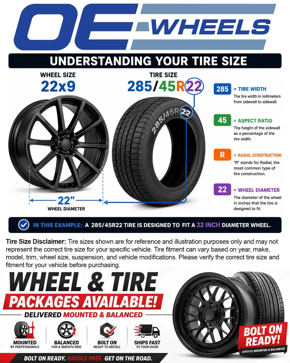 OE Wheels DG51 22x10 Chrome Rim | 5x139.7 Bolt Pattern, 25.4ET Offset, 22 Inch Diameter - view 7