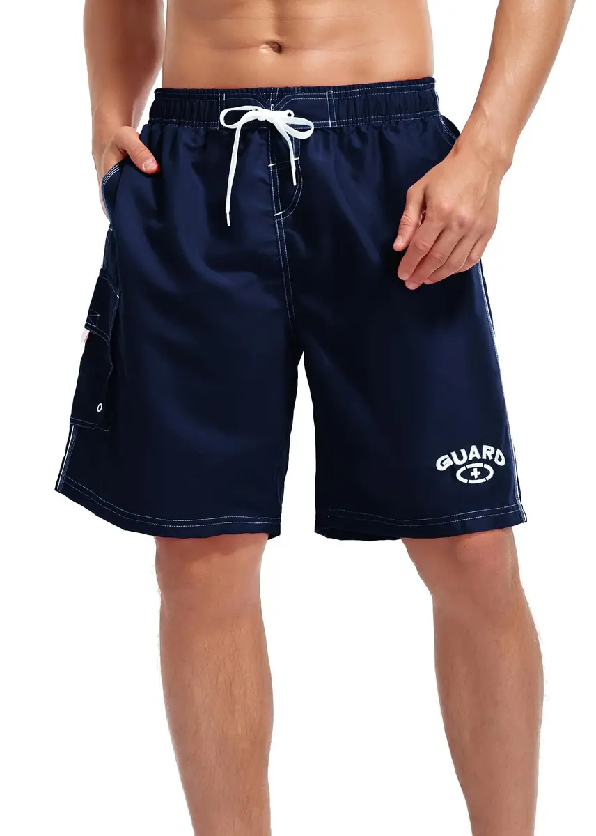 Adoretex Men's Guard Board Shorts Swim Trunks with Mesh Liner, Navy, Small | 100% Polyester, 8x Faster Drying - main product image