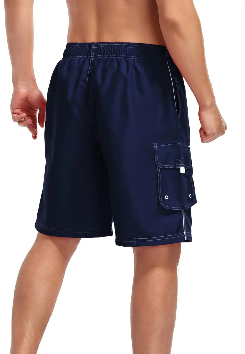 Adoretex Men's Guard Board Shorts Swim Trunks with Mesh Liner, Navy, Small | 100% Polyester, 8x Faster Drying - view 3