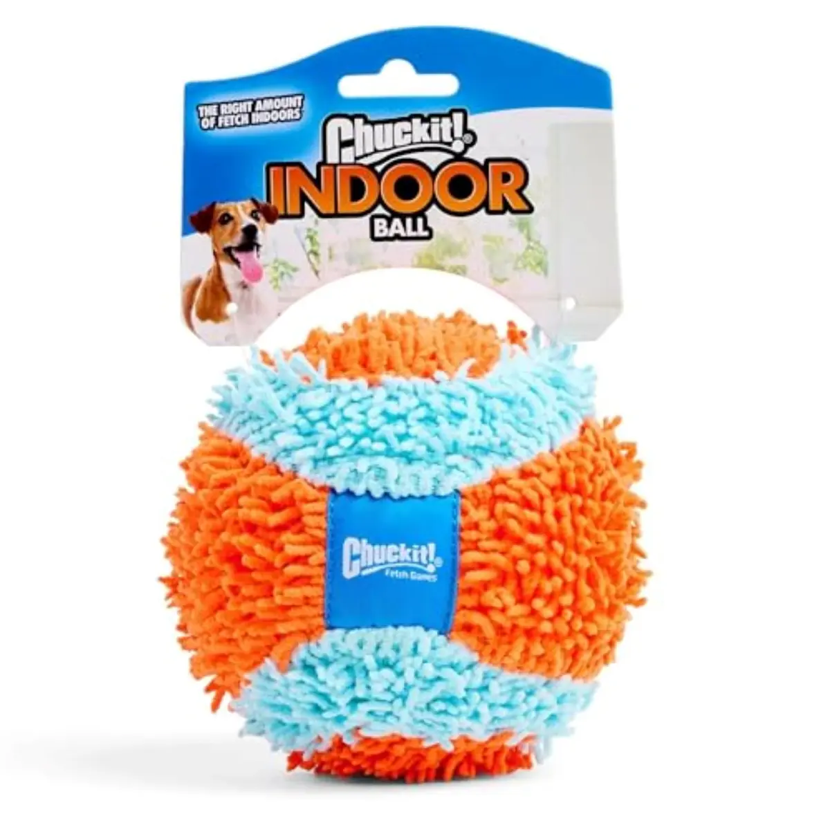 Chuckit! Indoor Fetch Ball Dog Toy, 4.75in, Orange & Blue | Gentle on Mouth, Long-Lasting Indoor Play - main product image