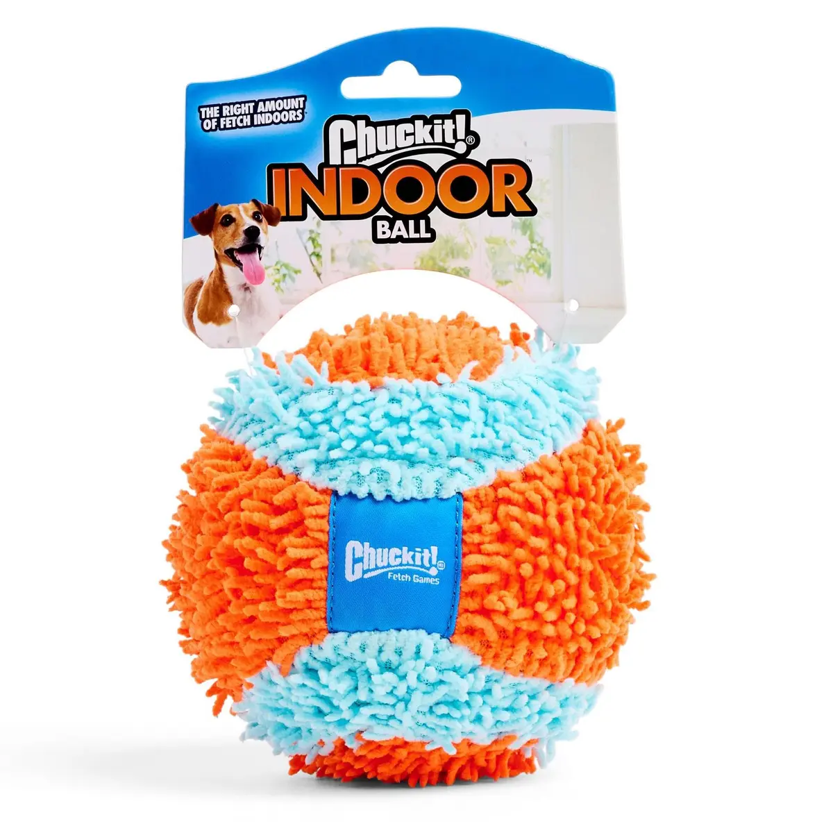 Chuckit! Indoor Fetch Ball Dog Toy, 4.75in, Orange & Blue | Gentle on Mouth, Long-Lasting Indoor Play - view 3