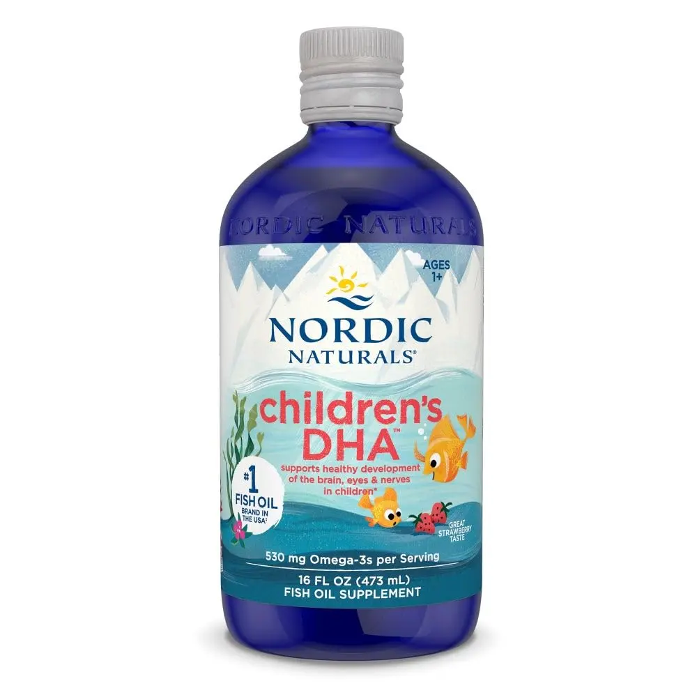 Nordic Naturals Children's DHA, 530 mg Omega-3 Fish Oil - Strawberry - 16oz | Supports Brain & Immunity - main product image
