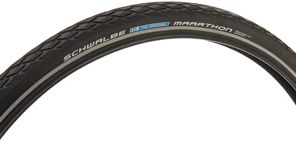 Schwalbe Marathon HS 420 GreenGuard Mountain Bicycle Tire - Wire Bead (26 x 1.50) | Durable, puncture-resistant mountain tire with reflective sidewalls - main product image