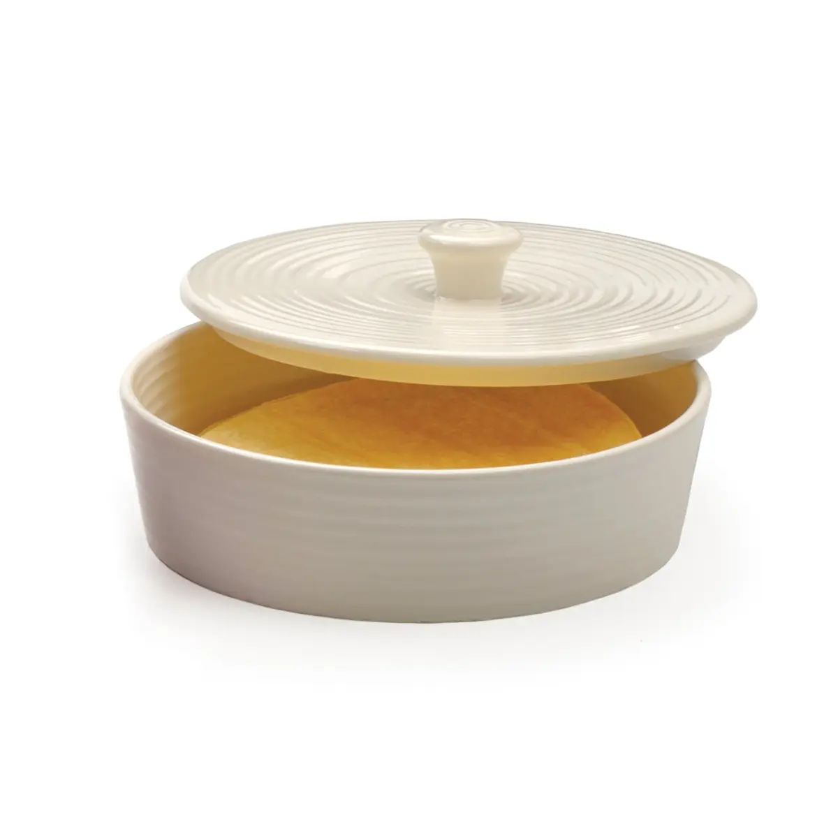 RSVP International Stoneware Tortilla Warmer & Server with Lid | Microwave & Oven Safe, 8.5" Diameter - view 4