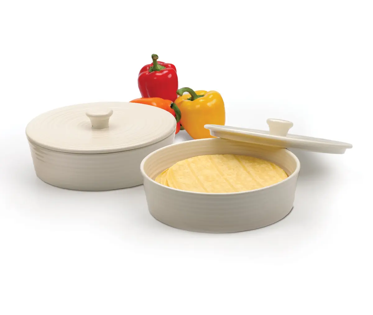 RSVP International Stoneware Tortilla Warmer & Server with Lid | Microwave & Oven Safe, 8.5" Diameter - view 5