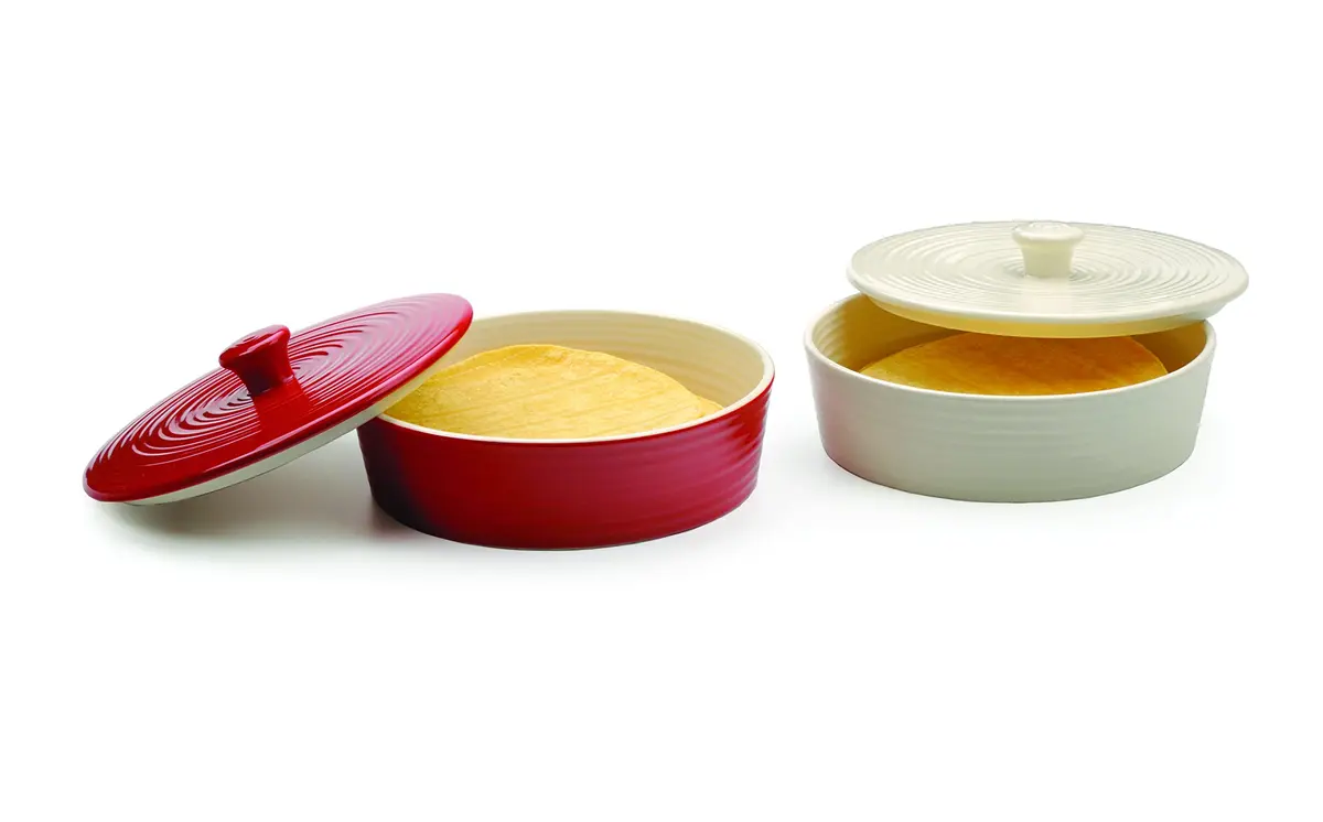 RSVP International Stoneware Tortilla Warmer & Server with Lid | Microwave & Oven Safe, 8.5" Diameter - view 6