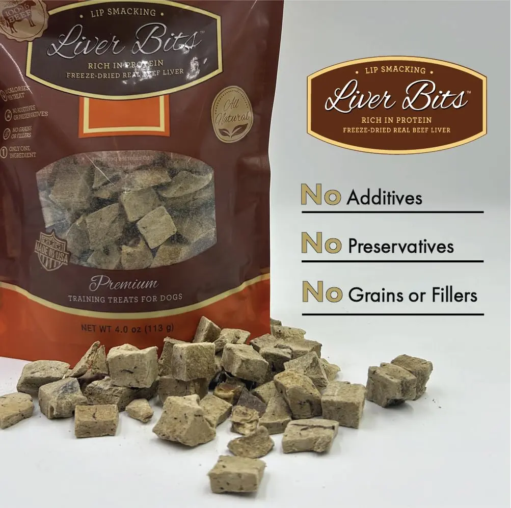 Liver Bits Freeze Dried Dog Treats 60 Count | All Natural Beef Liver, Low Calorie, USA Made - view 5