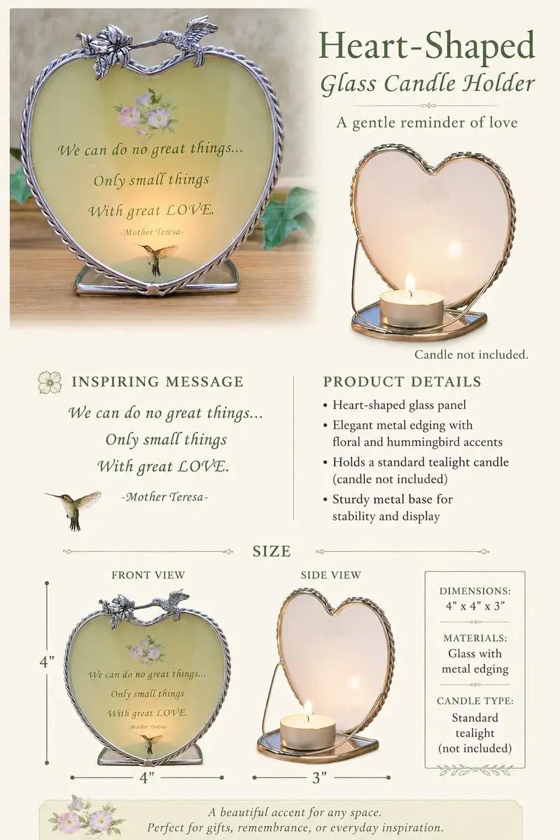 BANBERRY DESIGNS Inspirational Candle Holder with 'Do Small Things with Great Love' Quote – Decorative Glass Votive for Home Décor, Prayer & Gift, 3 x 4 x 4 Inch - view 5