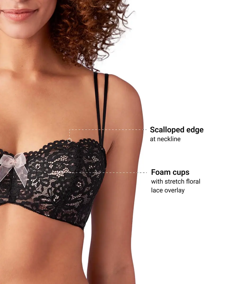 b.tempt'd by Wacoal Women's Ciao Bella Lightly Padded Balconette Underwire Bra, 36C | Feminine floral lace support for daily comfort - view 2