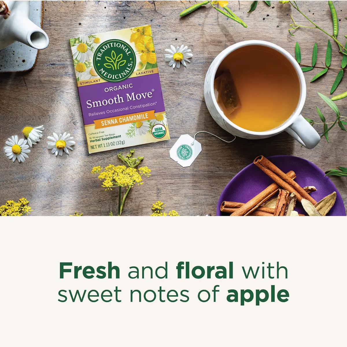 Traditional Medicinals Organic Chamomile Tea 16 Tea Bags | Relieves Occasional Constipation & Relaxation (100-120 chars) - view 3