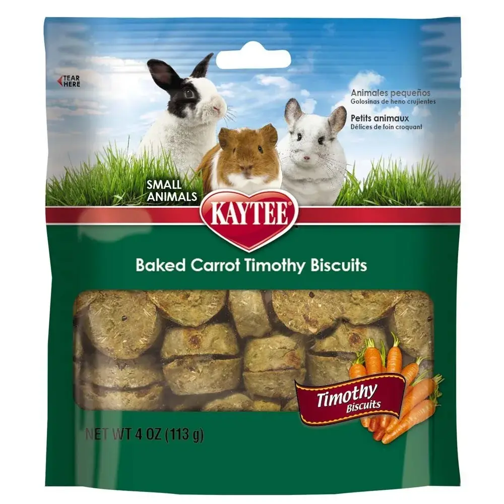 Kaytee Timothy Biscuits Baked Treat for Small Animals, Carrot, 113g (4 oz) | Supports Digestive Health - main product image