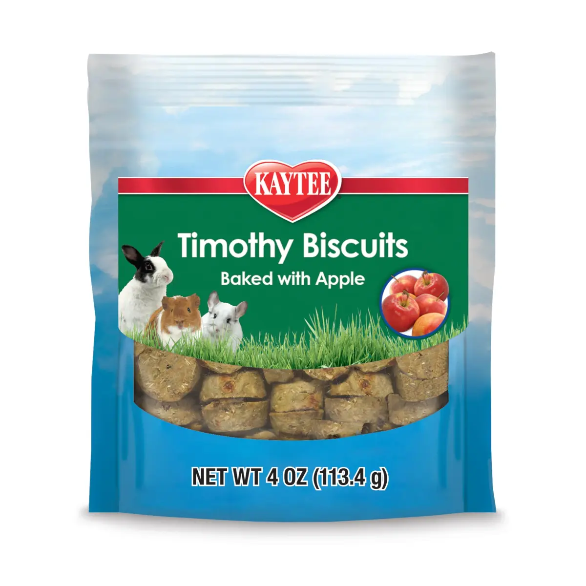 Kaytee Timothy Biscuits Baked Treat Apple Flavor 113g (4 oz) | High Fiber for Small Animals - main product image