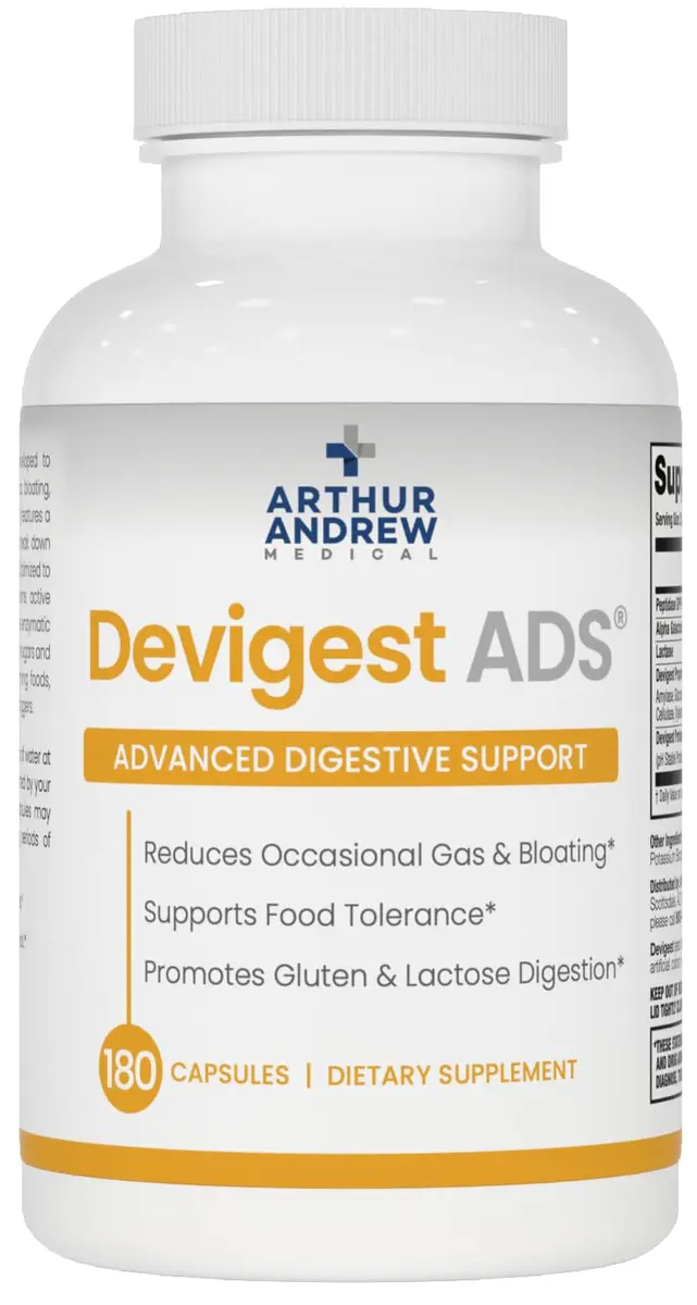 Arthur Andrew Medical Devigest ADS 180 Capsules | Digestive Enzyme Support for Gas & Bloating Relief - main product image