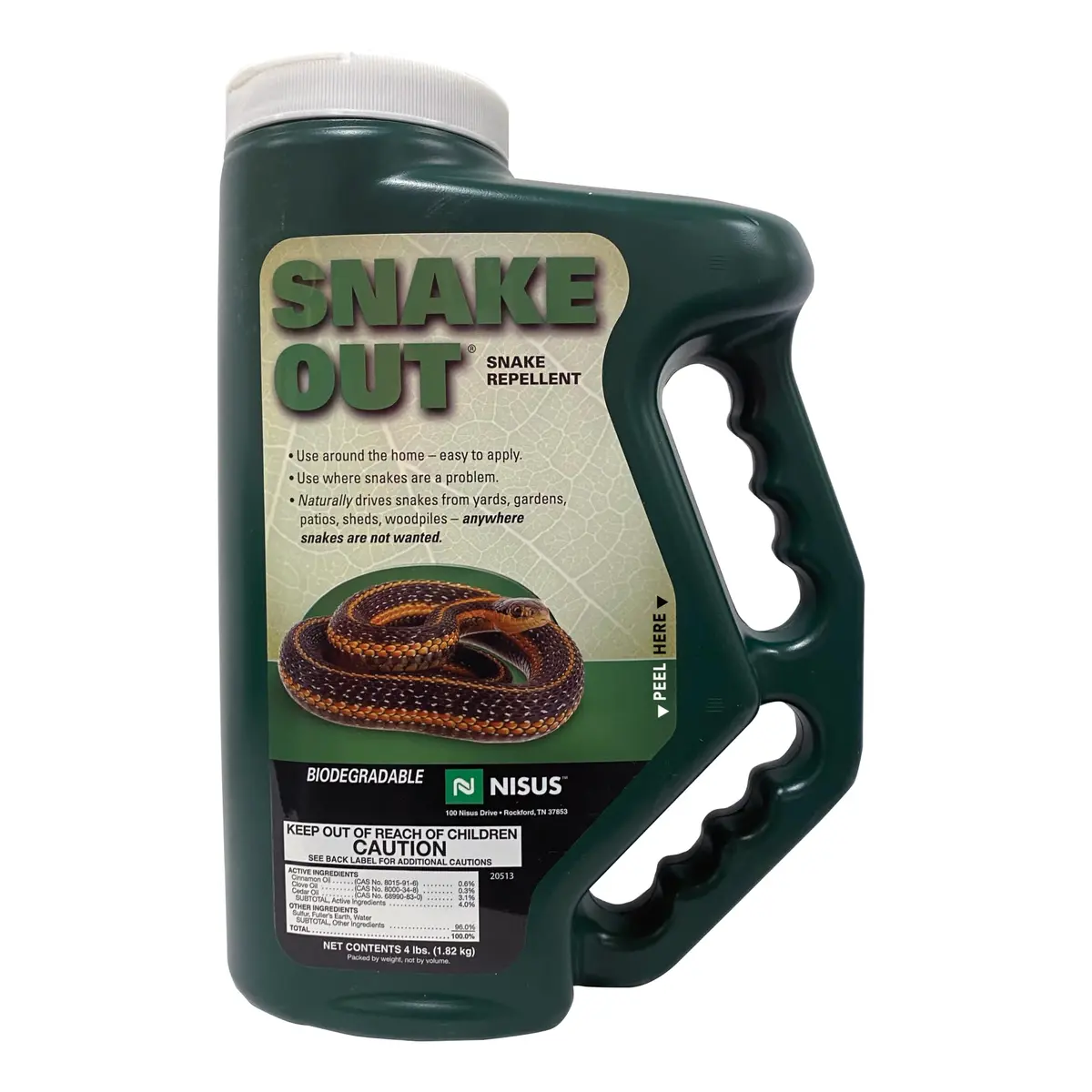 Nisus Snake Out Snake Repellent, Biodegradable, 4 lbs | Natural cinnamon & clove oils repel snakes - main product image