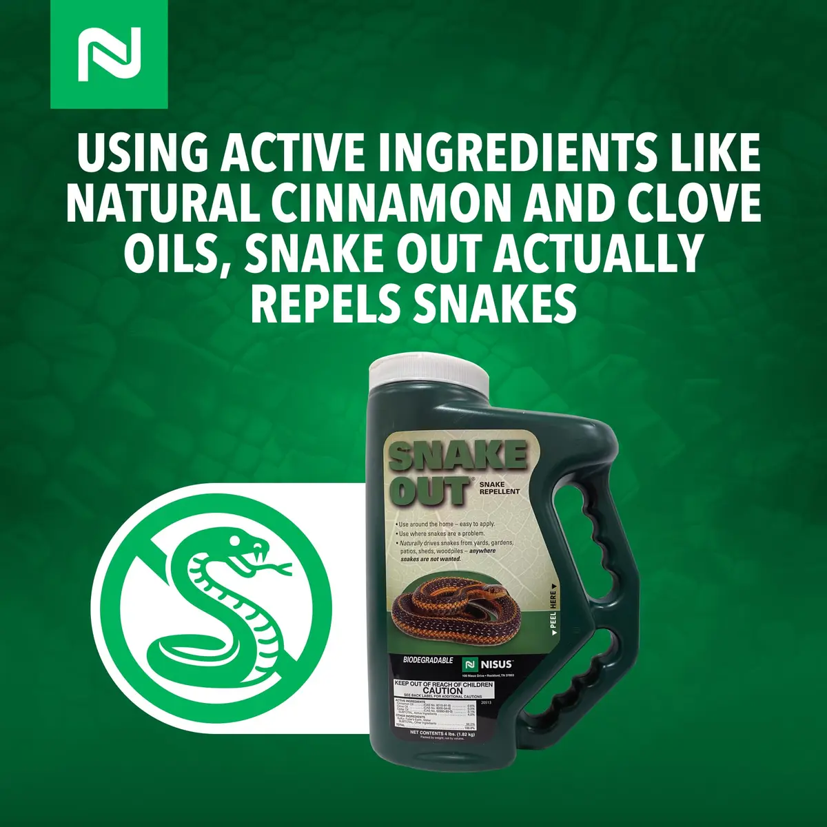 Nisus Snake Out Snake Repellent, Biodegradable, 4 lbs | Natural cinnamon & clove oils repel snakes - view 4
