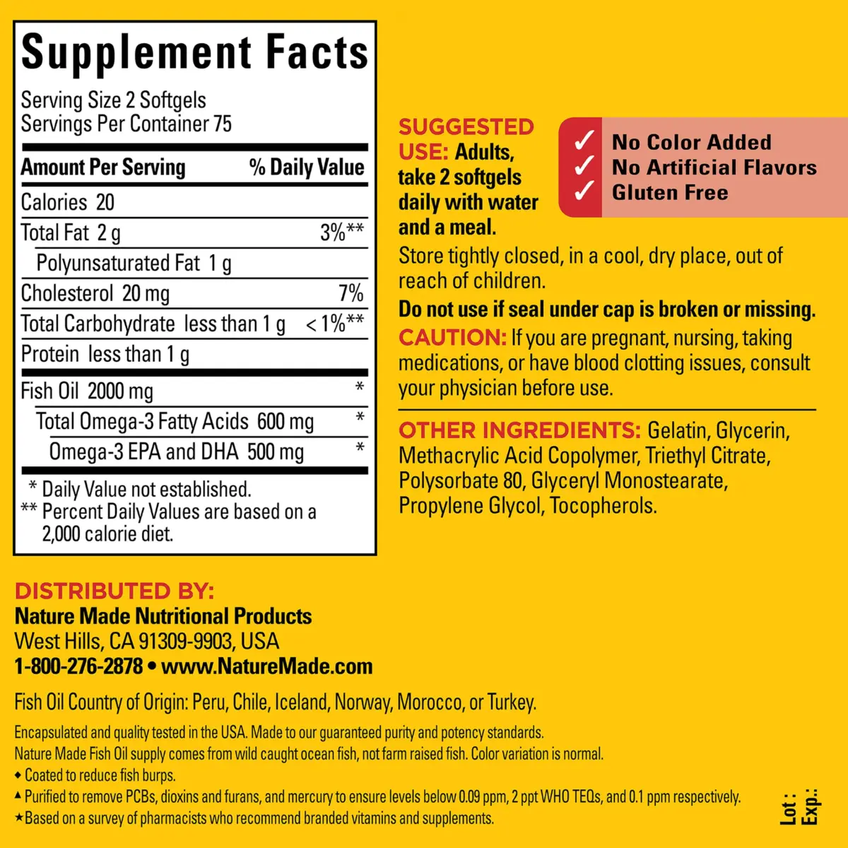 Nature Made Burp Less Fish Oil Omega 3 1000mg Softgels 150 Count | Heart Health Support Supplement - view 6