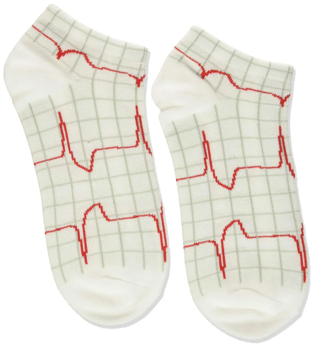Prestige Medical Heartbeat EKG on White Nurse Ankle Socks | Ankle-Length, Cotton Blend, Unisex Fit - view 3