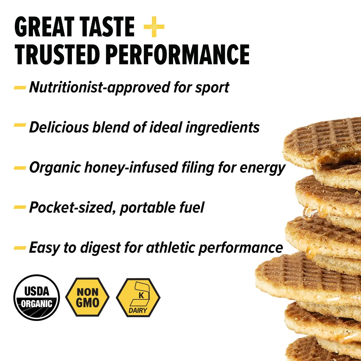 Honey Stinger Organic Vanilla Waffle Energy Stroopwafel 16 Count (16.96 oz) | USDA Organic Energy Snack - view 2
