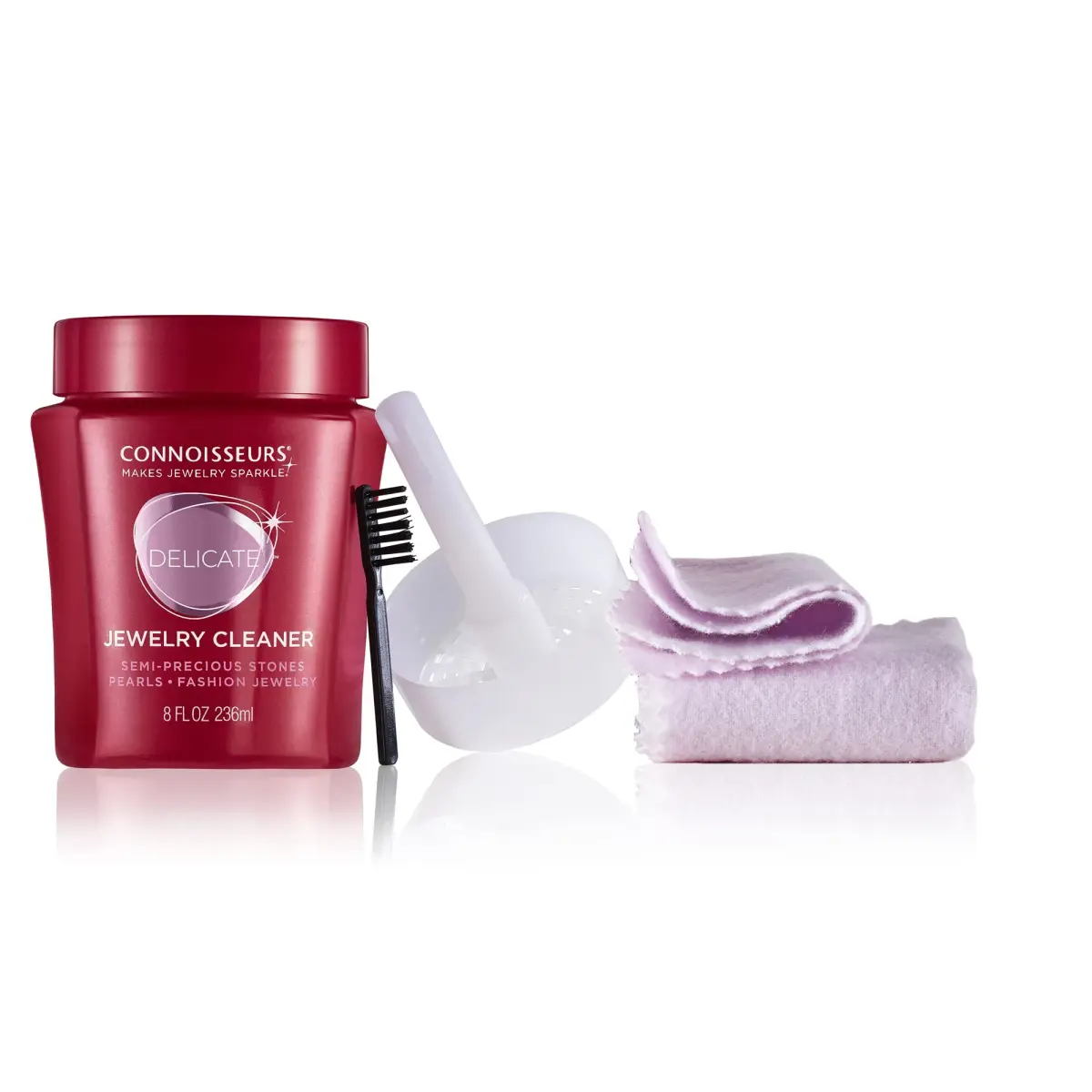 Connoisseurs All-Purpose Jewelry Cleaning Kit with Delicate Cleaner & Polishing Cloths | 237ml (8 Fl Oz) - main product image