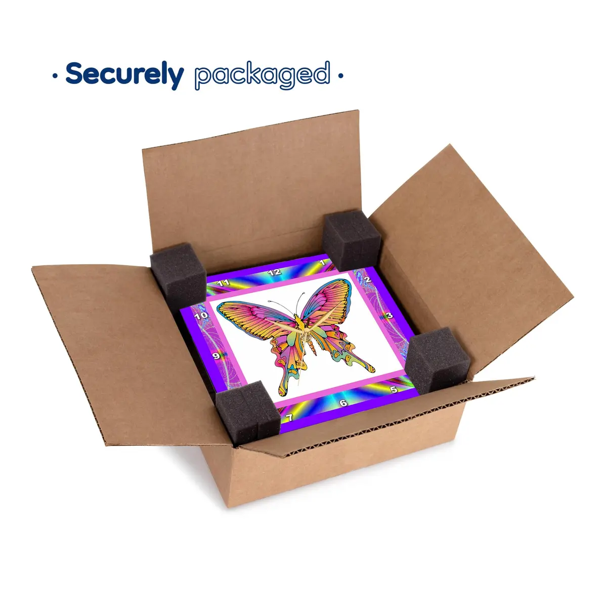 3dRose Wall Clock Silent - 10 inch - Psychedelic Butterfly - Designs Retro Themes | 10 inch Round Aluminum - view 9