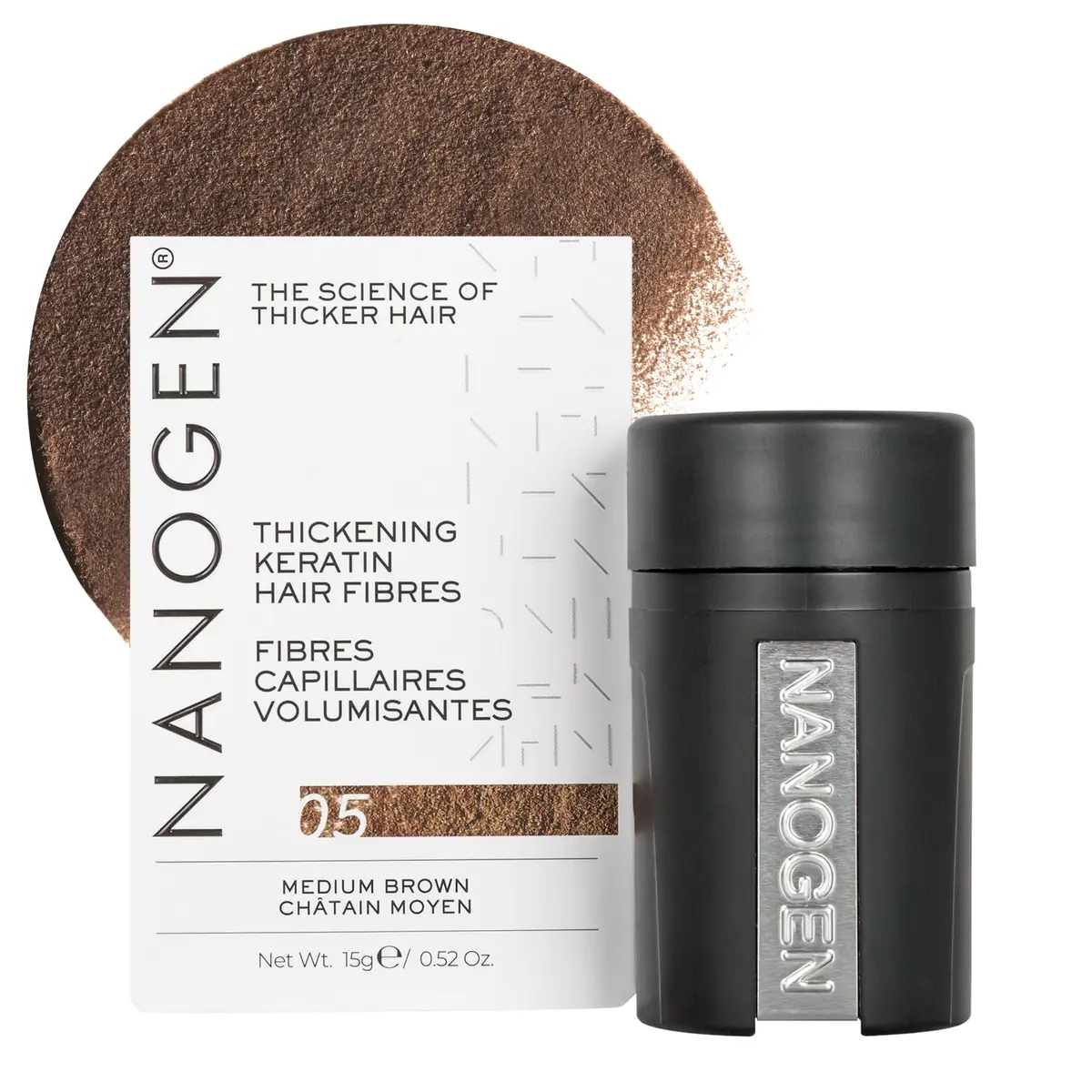 Nanogen Hair Thickening Keratin Fibres Medium Brown | Instant Volume & Density (70-120 chars) - main product image